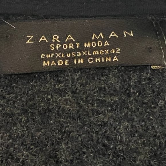 Pre-Owned ZARA Men's Collection Gray Wool Cardigan Size XL - Picture 3 of 3